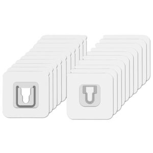 Set de 10 cârlige autoadezive cu două fețe, arătând cârligele într-o dispunere simplă, curată - Panele & Autocolante de perete