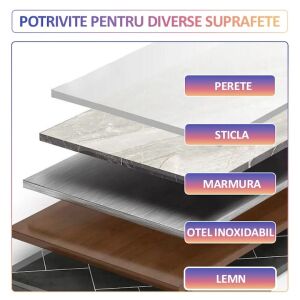 Set 15 x suport dublu cu autoadeziv NEXTLY, fixare/agatare diverse obiecte, aplicabil pe diverse suprafete, plastic ABS, adeziv puternic, waterproof, 5.5 x 5.5cm, transparent 135740283