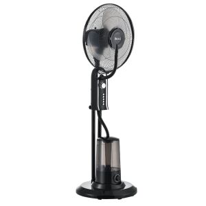 Черен стоящ вентилатор за мъгла на бял фон - Вентилатор