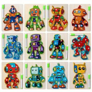 Puzzle 3D Robot din Lemn cu Bonus Pix 135330816 - Jocuri si jucarii educative