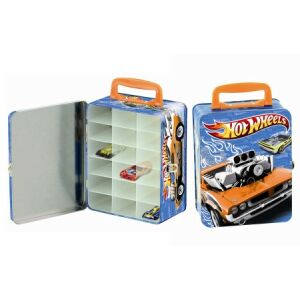 Klein Hot Wheels 18 férőhelyes autótároló fémdoboz, fém hordtáska játékautókhoz - Klein
