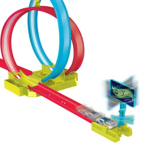 Hot Wheels Neon Speeders Laser Stunt Slamway versenypálya hurokkal és autóval - Autó és jármű