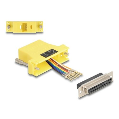 Delock D-Sub 25-tűs anya RJ45 anya összekötő adapter sárga