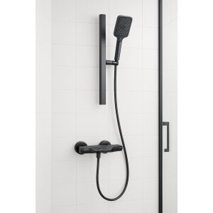 La Brocca BAS005 Duschset, 2 Funktionen, hoher Druck, verstellbarer Strahl, schnelle Installation, Duschkopf, mattschwarz