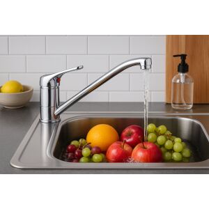 La Brocca SIENA P100C501 Küchenarmatur, Einhebelmischer, Langer Schwenkauslauf, Wassersparend, Leise, Leicht zu reinigen und zu installieren, Sanitärmessing, Chromoberfläche