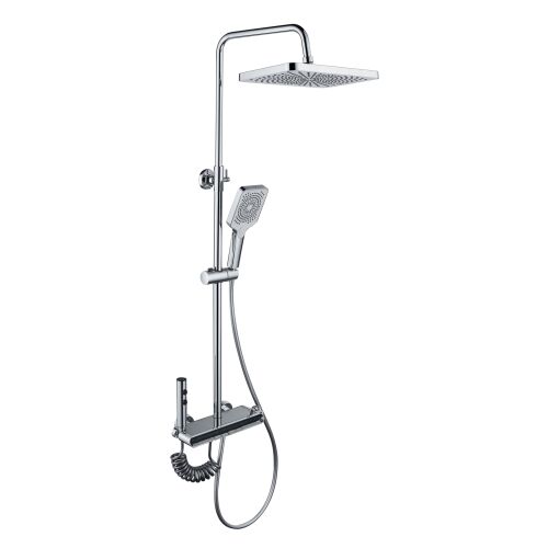 Sprchový stĺp La Brocca BBS002, 4 funkcie, mosadz, jednoduchá inštalácia, nastaviteľný prúd, elektronický displej, prémiové materiály, vysoký tlak, pevná sprcha s funkciou dažďa, funkcia bide