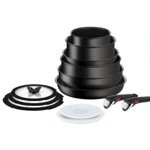 Set de vase Tefal Ingenio Black Stone, 13 piese, cu mâner detașabil, capace și protecții - Tefal