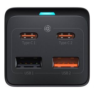 Baseus 65W GaN3 Pro Töltő - 2x USB-C, 2x USB-A, AC aljzat 135380564 - Baseus