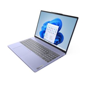 Лаптоп Lenovo IdeaPad Slim 5 15IRH9R Violet, изглед под ъгъл с лого - Гейминг