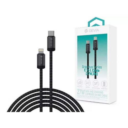 Devia ST124349 Gracious Series 3m 27W PD Type-C/Lightning fekete adat és töltőkábel 135384891