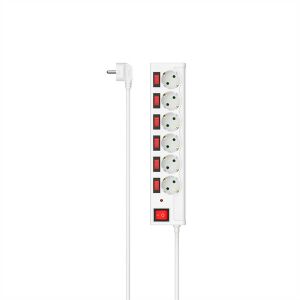 Hama 00223157 6-os,túlfeszültésg elleni védelemmel, külön kapcsolóval,6+1, fehér hálózati elosztó 135385003 - Villanyszerelés