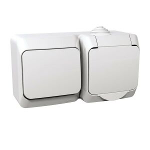 Schneider WDE000500 CEDAR PLUS egypólusú kapcsolóval/IP44/fehér 2P+F csatlakozóaljzat 135387192 - Schneider