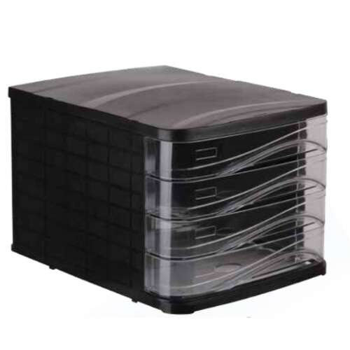 Dulap de arhivare cu 4 sertare, plastic negru cu sertare transparente bluering®