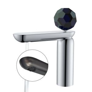 Zadabso luxus fürdőszobai csaptelep fekete gyémánt fogantyúval és kerek kifolyóval - Zadabso