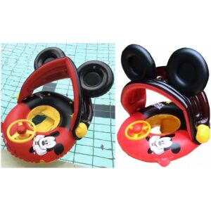 Mickey Egér baba úszógumi napellenzővel, felfújható úszókarika kisgyermekeknek - Úszógumi