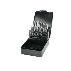 EXTOL PREMIUM Gewindebohrer-Set, manuell, in Metalldose; 21-teilig, M3,4,5,6,8,10,12, hochwertige Kohlenstoffstahl, ohne Windeisen 135392944 - Extol