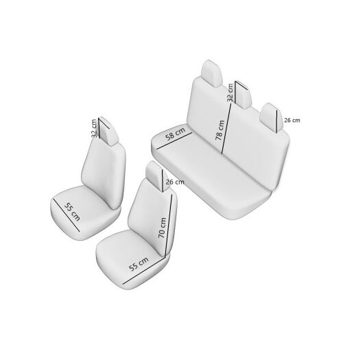 Diagrama de dimensionare pentru setul de huse pentru scaune auto Exkluzív Leather Queen negru