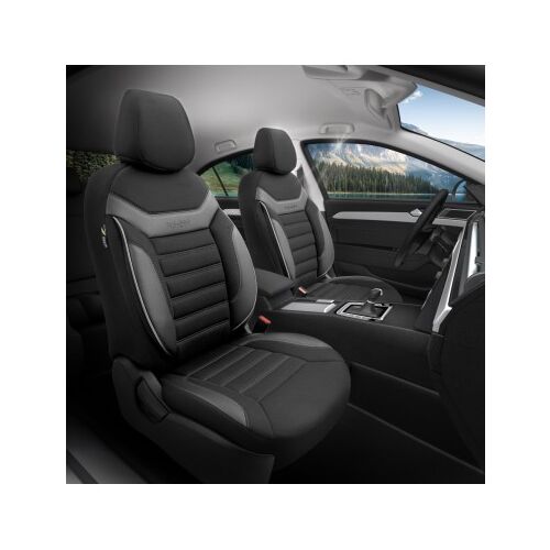 Szürke színű, set unic de huse pentru scaune auto instalat, huse scaune auto instalate