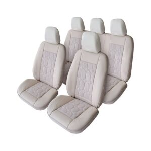 Exklusives beiges Leder- und Alcantara-Autositzbezug-Set - Autositzbezüge