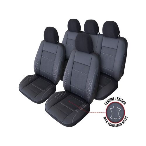 Atlas fekete bőr autós üléshuzat szett esernyővel