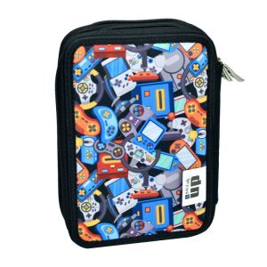 BMU GAME Federmäppchen mit zwei Fächern und Gaming-Controller-Design - Federmappen