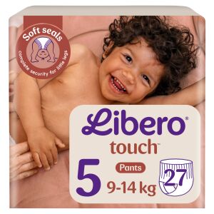 Libero Touch Junior Size 5 (9-14kg) Diaper Pants, 27 count, for active babies - Diaper Bag and Diaper