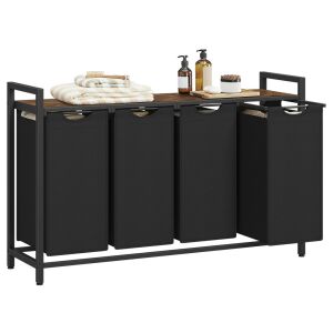 Szennyestartó, levehető ruhatartó zsákkal 4x40L, rusztikus barna és fekete