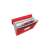 Esselte Vivida red A4 accordion folder with 6 pockets, open, showing documents