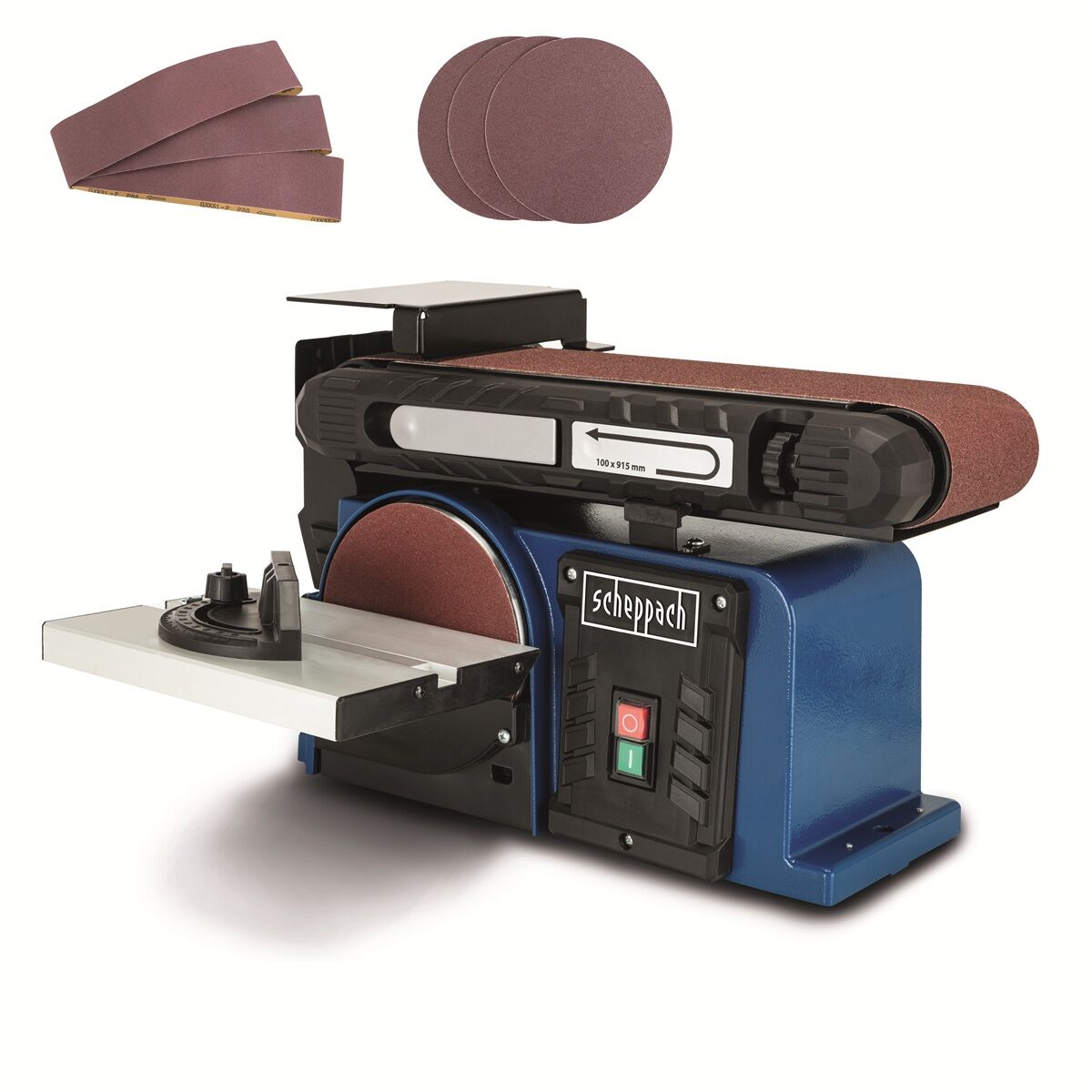 Scheppach BTS 900 - multifunkciós asztali szalag- és homlokcsiszoló