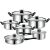 Retoo 12-piece stainless steel cookware set with glass lids