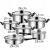 Retoo 12-piece stainless steel cookware set with glass lids and size markings