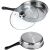 Retoo stainless steel frying pan with glass lid, angled view