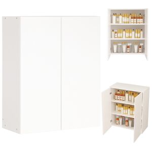 BADEZIMMER WANDSCHRANK WEISS 2 TÜREN MODERNER WANDSCHRANK 3 REGALE 80 CM 135460233 - Badezimmerschrank
