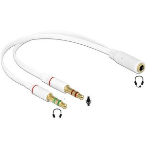 Delock 65585 1x 3.5 mm 4 tűs sztereo jack anya > 2x 3.5 mm 3tűs sztereo jack apa (iPhone) headset adapter 135476770 - Delock