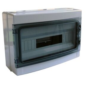 Tracon EDFKIP65-18/1  1×18 mod/ H×W×D=285×410×140mm/ IP65/ 660V AC átlátszó ajtóva/ N/PE sínnel falon kívüli 135478278 - Tracon