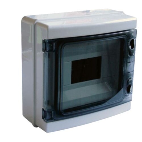 Tracon EDFKIP65-8/1 1×8 mod/ H×W×D=210×215×100mm/ IP65/ 660V AC átlátszó ajtóva/ N/PE sínnel falon kívüli e 135481430