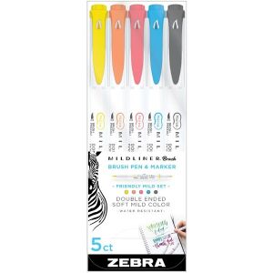 Zebra Mildliner Brush Friendly 5db-os kettős végű ecset marker 135483440 - Marker