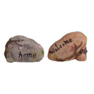 IRIS dekor műgyanta kövek 2db "home", "welcome" barna/szürke 4cm 135483956 - Dekorációs kő