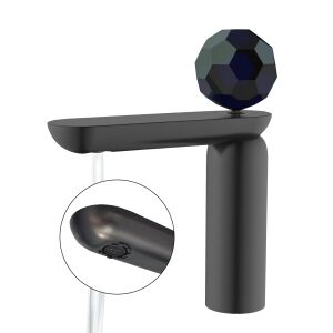 Zadabso fekete fürdőszobai csaptelep gyémánt alakú fogantyúval és vízsugárral - Zadabso