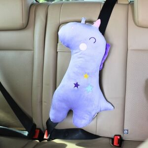 Poduszka na pas bezpieczeństwa, fioletowy wzór jednorożca, Giftdesign, 44x20 cm, mikrofibra + bawełna PP