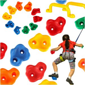 Child climbing on wall with colorful climbing holds. - Outdoor Toy