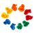 Set of colorful climbing holds for children's play equipment.