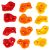 Set of 12 red, orange, and yellow climbing holds for kids