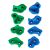 Set of 8 green and blue climbing holds for kids