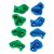 Green and blue climbing holds for kids, set of 8