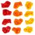 Set of 12 red, orange, and yellow climbing holds for kids