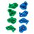 Green and blue climbing holds for kids, set of 8