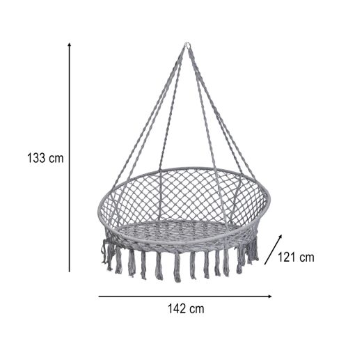 Gólyafészek hinta háttámlával kerti hinta 120x140x140 XXL szürke 135505428
