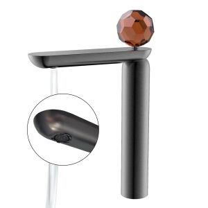 Zadabso luxus szürke csaptelep hosszú kifolyócsővel és piros gyémánt részlettel - Zadabso