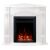 Widok z przodu białego elektrycznego kominka narożnego Art Flame Clasic & Cris
